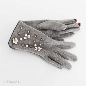 Classic Flower Decoration Warm <em>Gloves</em> for Women