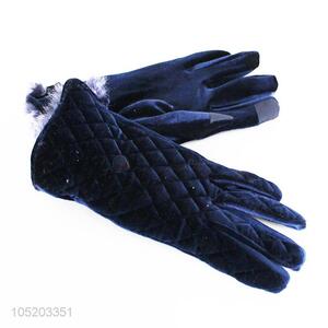 Dark Blue Color <em>Winter</em> <em>Gloves</em> for Women