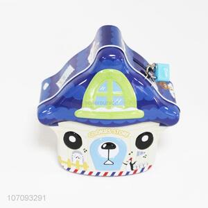 Lowest Price Cartoon House Shaped Tinplate Money Box