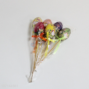 Good sale 6 pieces cock printed Easter egg with stick