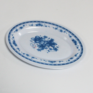Good quality cheap oval shape flower printed melamine dinner plate
