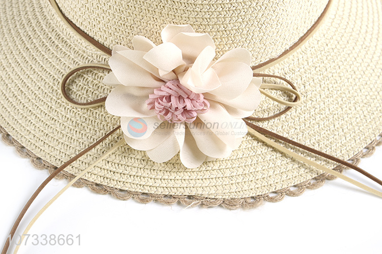 High Sales Women Bowknot Beach Hat Natural Paper Straw Lady Sun Hat