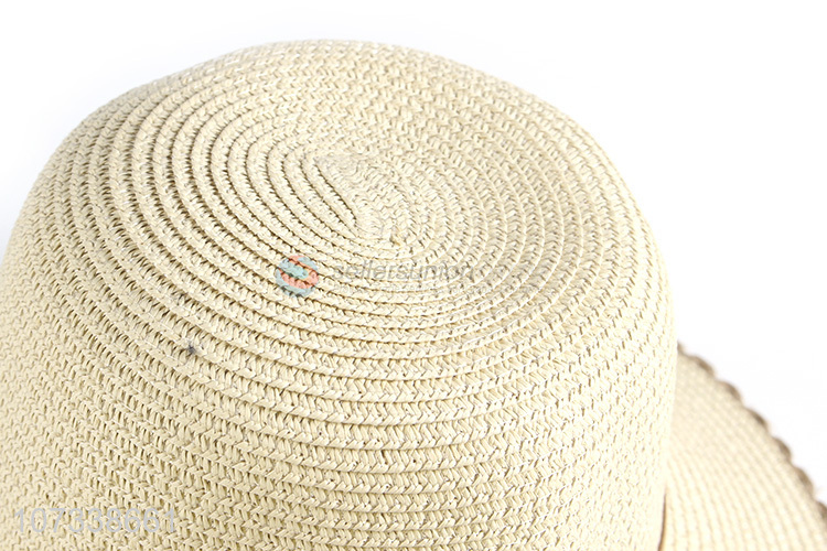 High Sales Women Bowknot Beach Hat Natural Paper Straw Lady Sun Hat