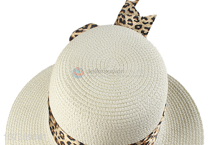 Custom Summer Straw Beach Hat With Cap Ribbon