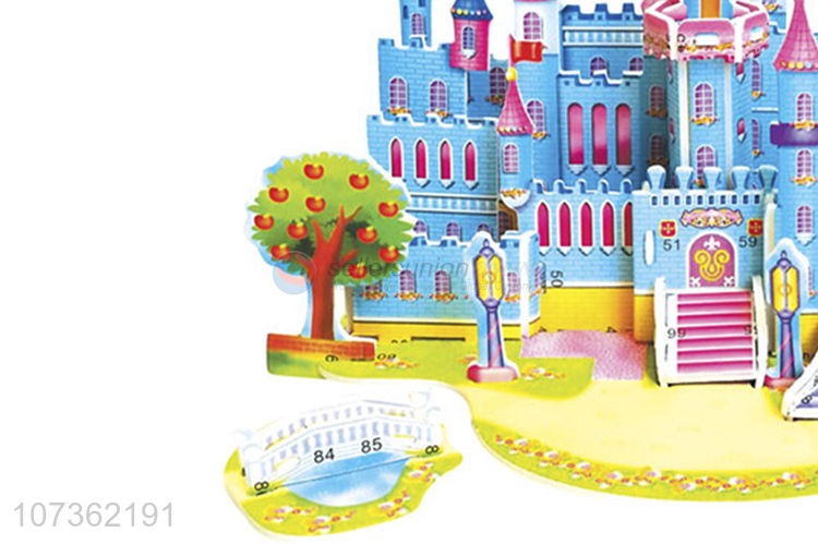 Wholesale 3D Paper Jigsaw Blue Castle Puzzle Toys Kids Diy Educational Toys