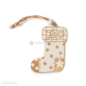 China factory decorative wooden sock shape hanging ornaments