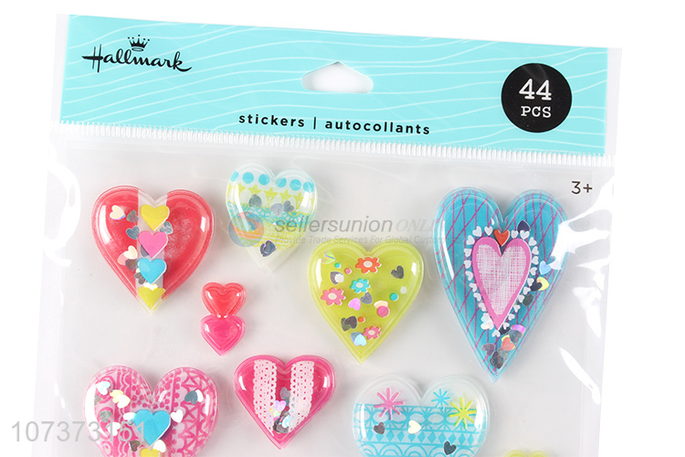 Cute design inflated heart sticker fashion puffy pvc stickers