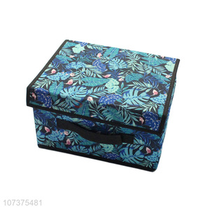 Best quality folding green forest nonwoven storage box home storage bins with lid