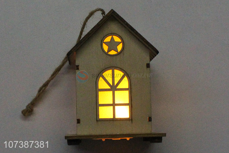Latest design led light up wooden house lamp Christmas tabletop decoration