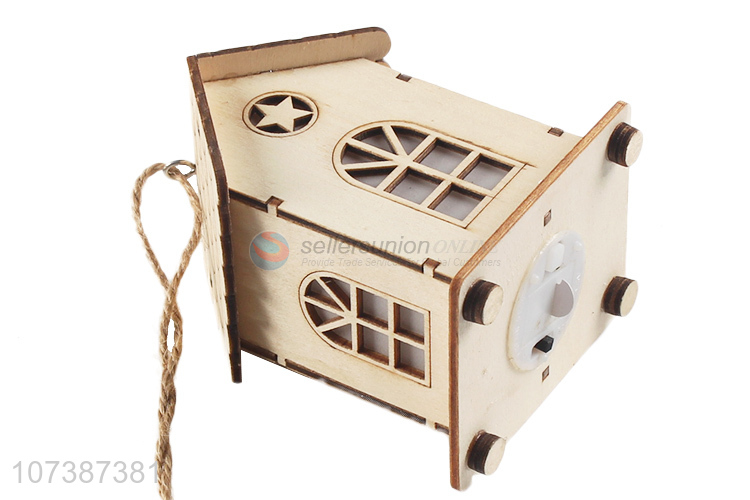 Latest design led light up wooden house lamp Christmas tabletop decoration