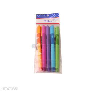 China manufacturer stationery 5 pieces plastic <em>ball</em>-<em>point</em> <em>pen</em> oil ink pens