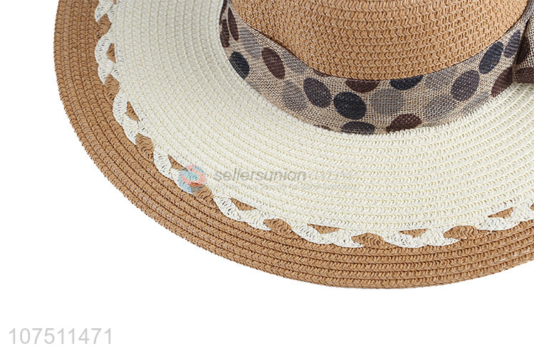Fashionable design ladies outdoor travel paper straw hat sun hat