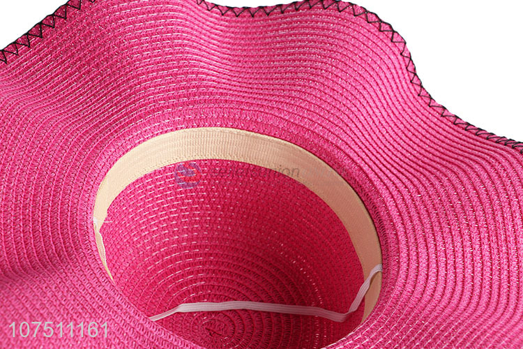 Beautiful wide brim ladie sun hat beach straw hat with pearl