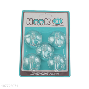 Hot products 5 pieces transparent strong hold <em>plastic</em> sucker <em>hook</em> wall hanger