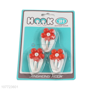 Hot selling 3 pieces strong hold <em>plastic</em> sucker <em>hook</em> wall hanger