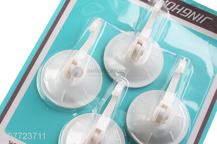 Competitive price 4 pieces traceless sucker hook suction cup wall hooks