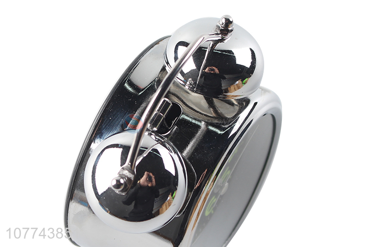 Modern style trendy silver color round table alarm clock