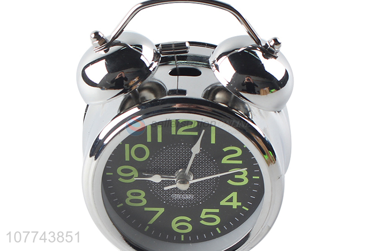 Modern style trendy silver color round table alarm clock