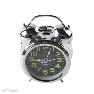 Modern style trendy silver color round table alarm clock