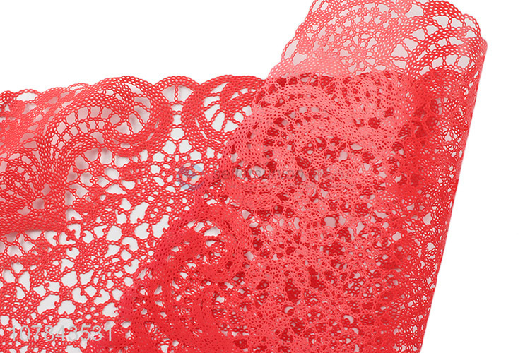 Yiwu wholesale red hollow PVC loofah mesh placemat bowl mat