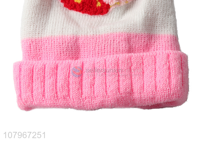 Online wholesale baby infant winter knitted beanie cap for 0-12 months