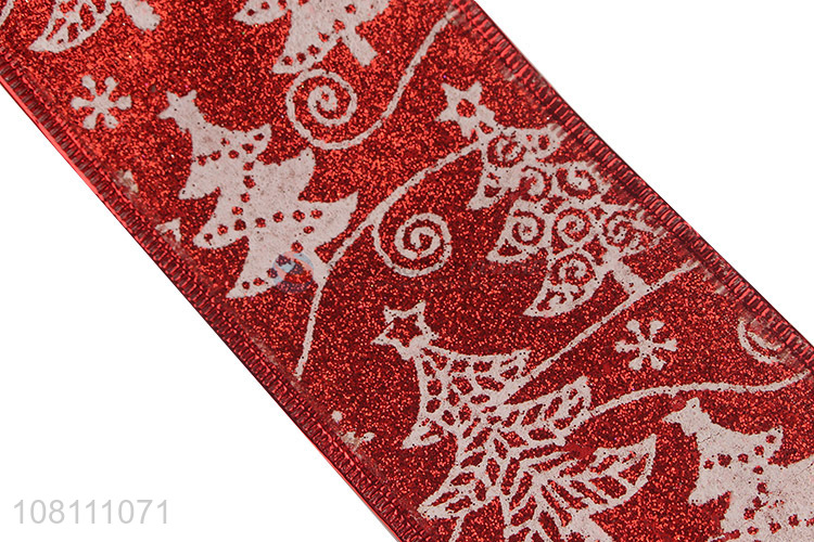 Christmas Tree Printed Polyester Ribbons For Christmas Decoration