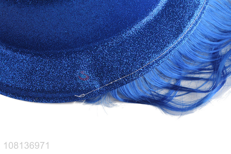 Factory supply glitter party hat with wigs photo booth props