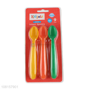 Top quality multicolor plastic infant spoon baby feeding spoon