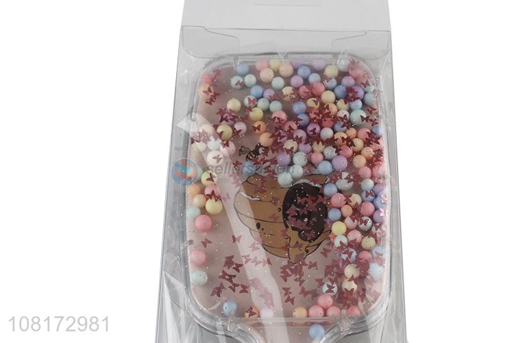 Good Sale Plastic Hair Brush Fashion Colored Beads Paddle Brush