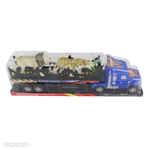 China supplier plastic toy vehicle model animal trailer for kids