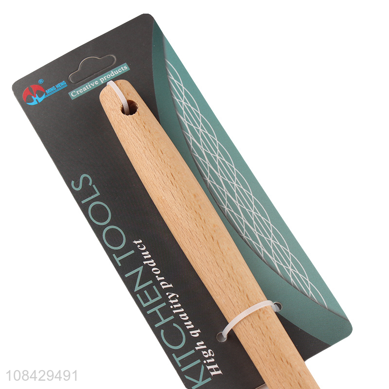 Wholesale non-stick heat resistant silicone baking scraper with wooden handle