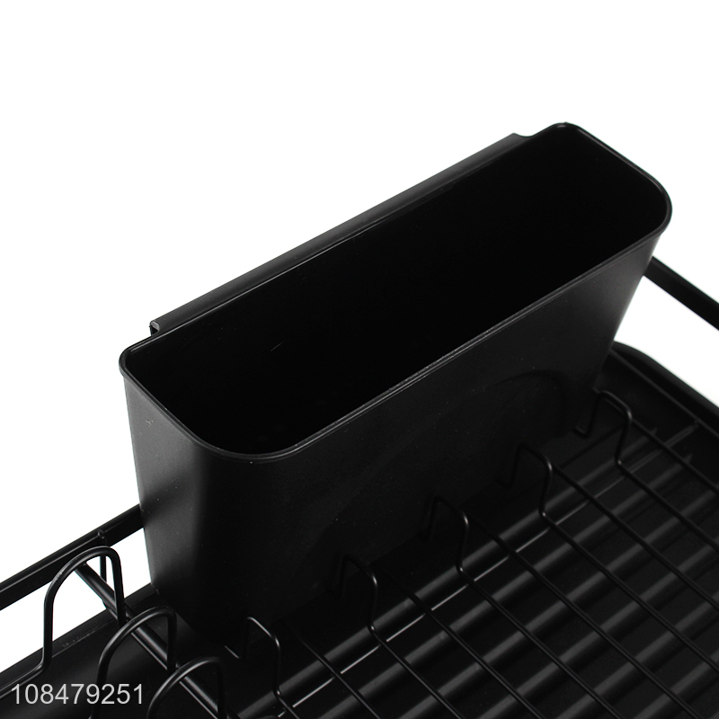 Hot selling kitchen countertop iron wire dish rack with cutlery holder