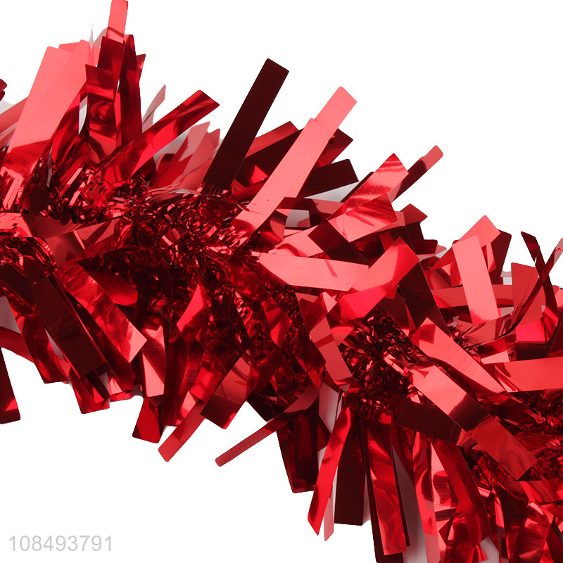 Bottom price gliiter Christmas tinsel garland wreath metallic streamers