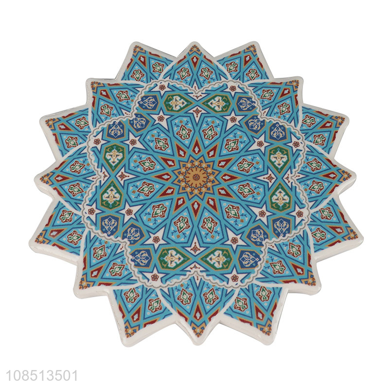 Wholesale mandala coaster ceramic coaster with cork base for wooden table