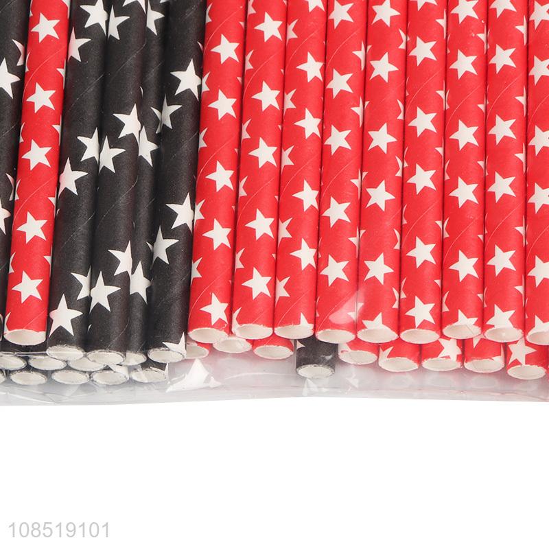 Wholesale star printed drinking straws non-toxic compostable paper straws