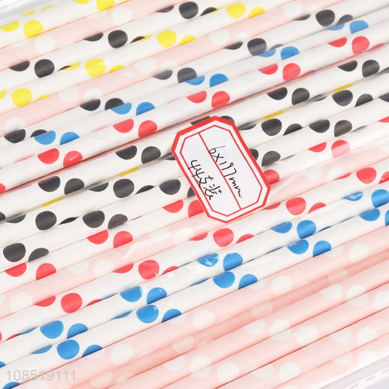 Hot selling polka dot drinking straws biodegradable paper party straws