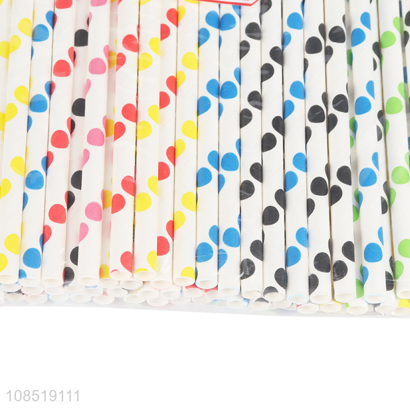 Hot selling polka dot drinking straws biodegradable paper party straws
