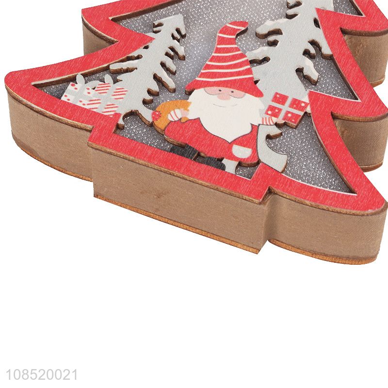 Good quality Xmas tree decor hanging lighted wooden tree ornament