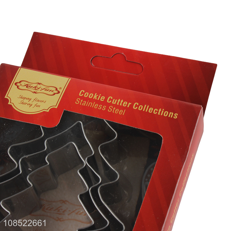 Wholesale 3pcs/set stainless steel Christmas tree shape cookies moulds