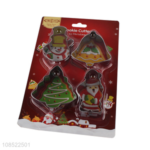 Hot sale 4pcs/set stainless steel Xmas cookies cutters baking tool