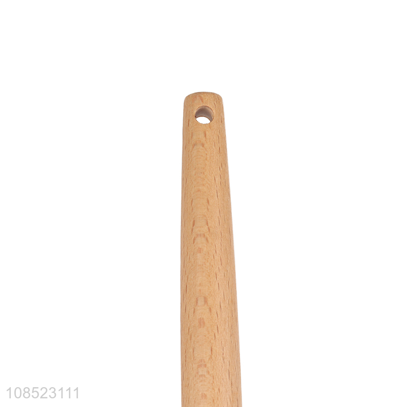 Good quality silicone kitchen utensils soup ladle with wooden handle