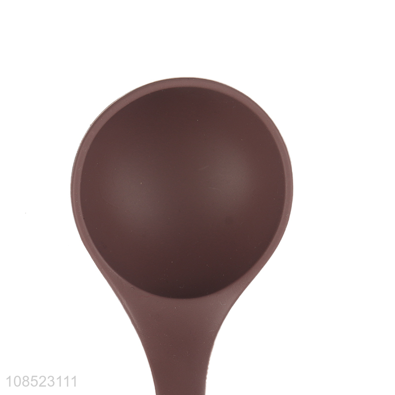 Good quality silicone kitchen utensils soup ladle with wooden handle