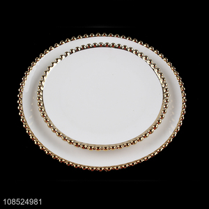 Good price round luxury style ceramic plate dishes for decoration