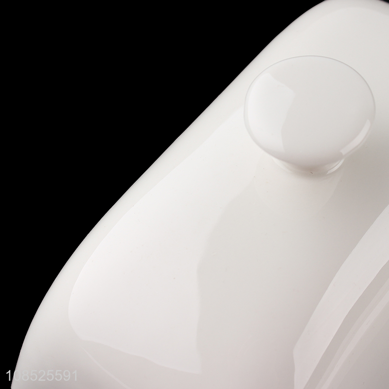 China wholesale white ceramic butter dishes with lids