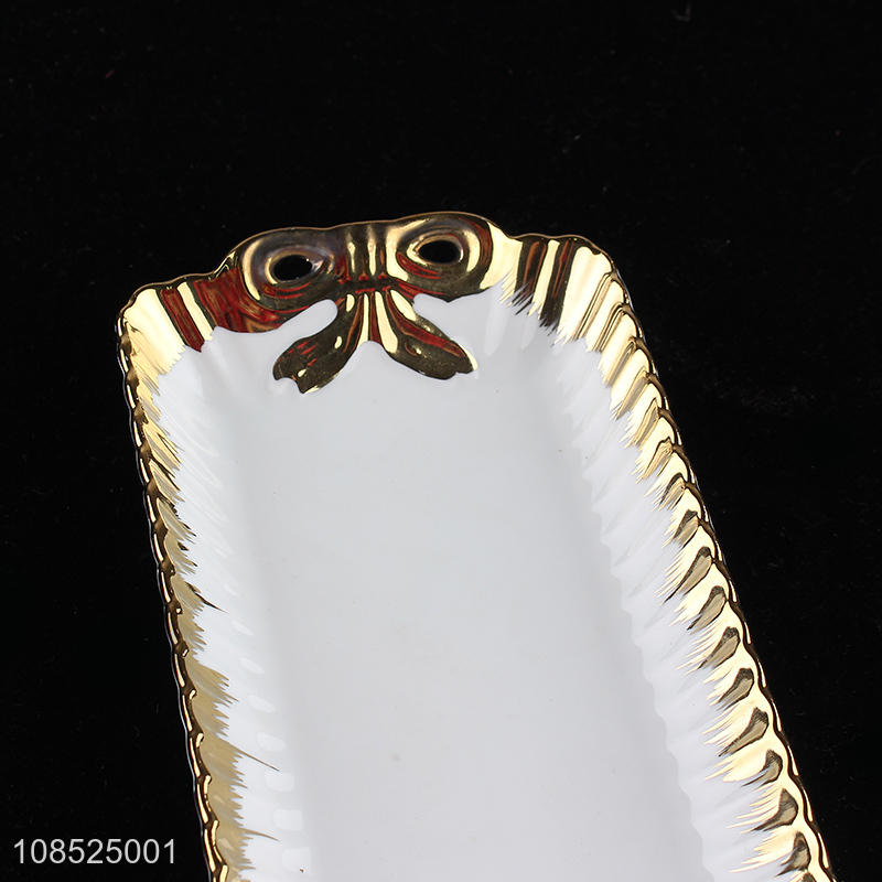 Popular products rectangle ceramic plate for table decoration