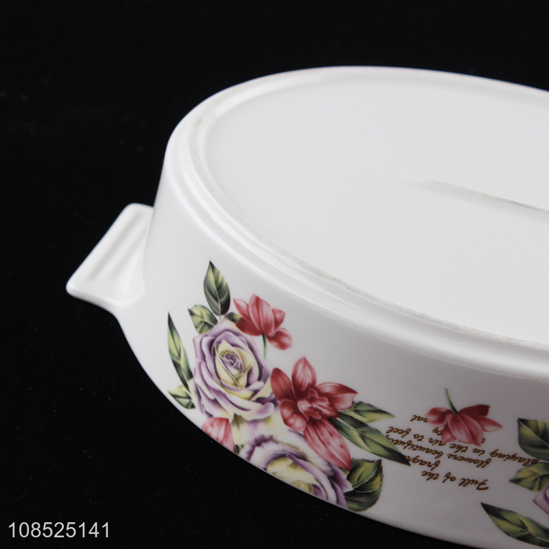 Yiwu factory flower pattern  ceramic plate tableware dishes