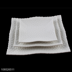 Hot selling creative hammered textured ceramic plate for dinner