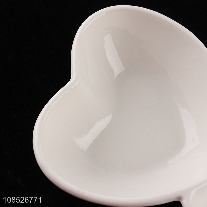 Good quality 2-compartment ceramic pepper dish spice plate