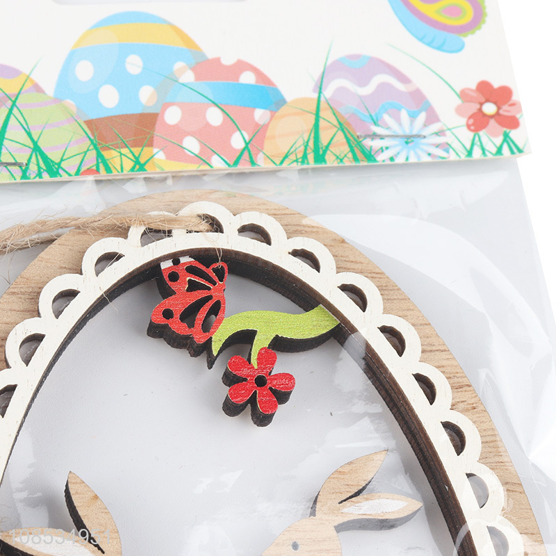 Wholesale laser cutting wooden hanging Easter tree ornaments