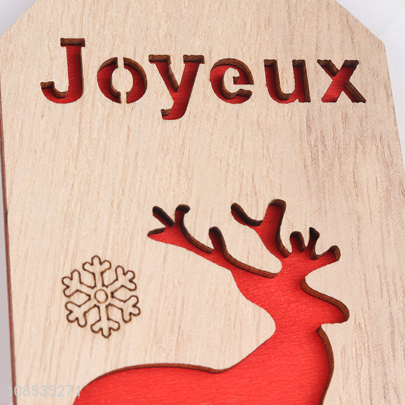 Factory supply engraved Christmas wooden carving hanging ornament